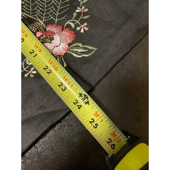 Potex NWT Black Linen Asian Inspired Peacock Embroidered Top Sz M - Picture 11 of 11